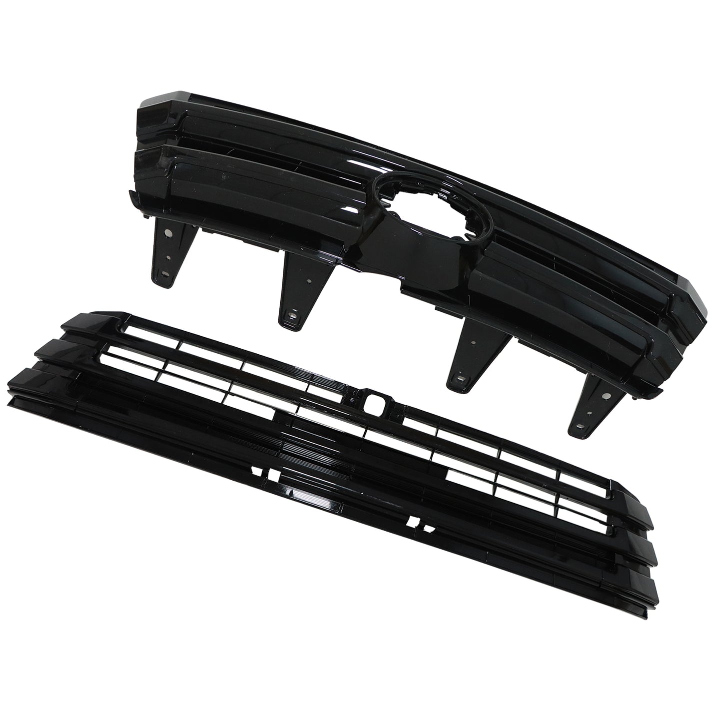 Front Upper and Lower Grille Grill For Toyota Highlander 2017-2019 Gloss Black