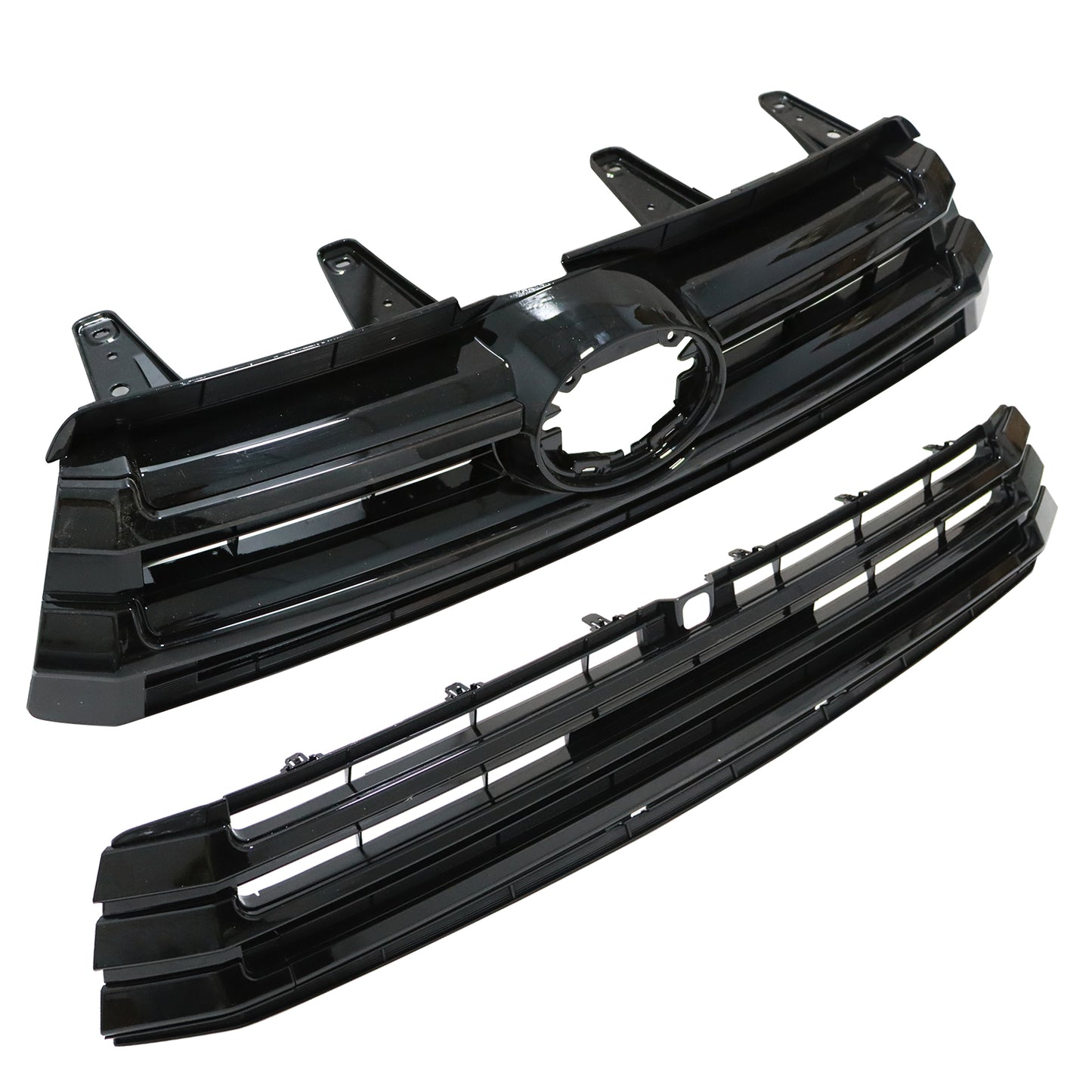 Front Upper and Lower Grille Grill For Toyota Highlander 2017-2019 Gloss Black