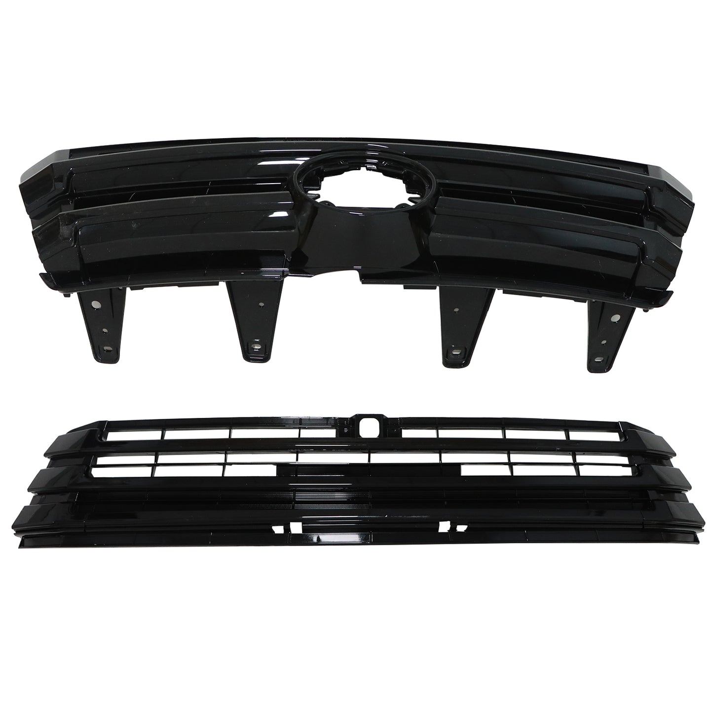 Front Upper and Lower Grille Grill For Toyota Highlander 2017-2019 Gloss Black