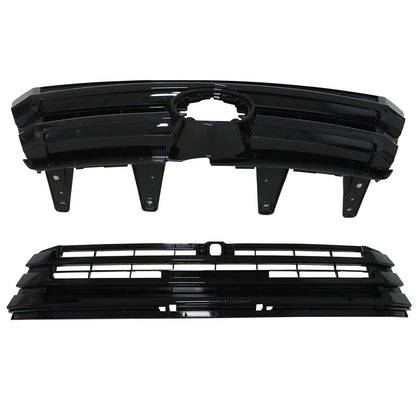 Front Upper and Lower Grille Grill For Toyota Highlander 2017-2019 Gloss Black