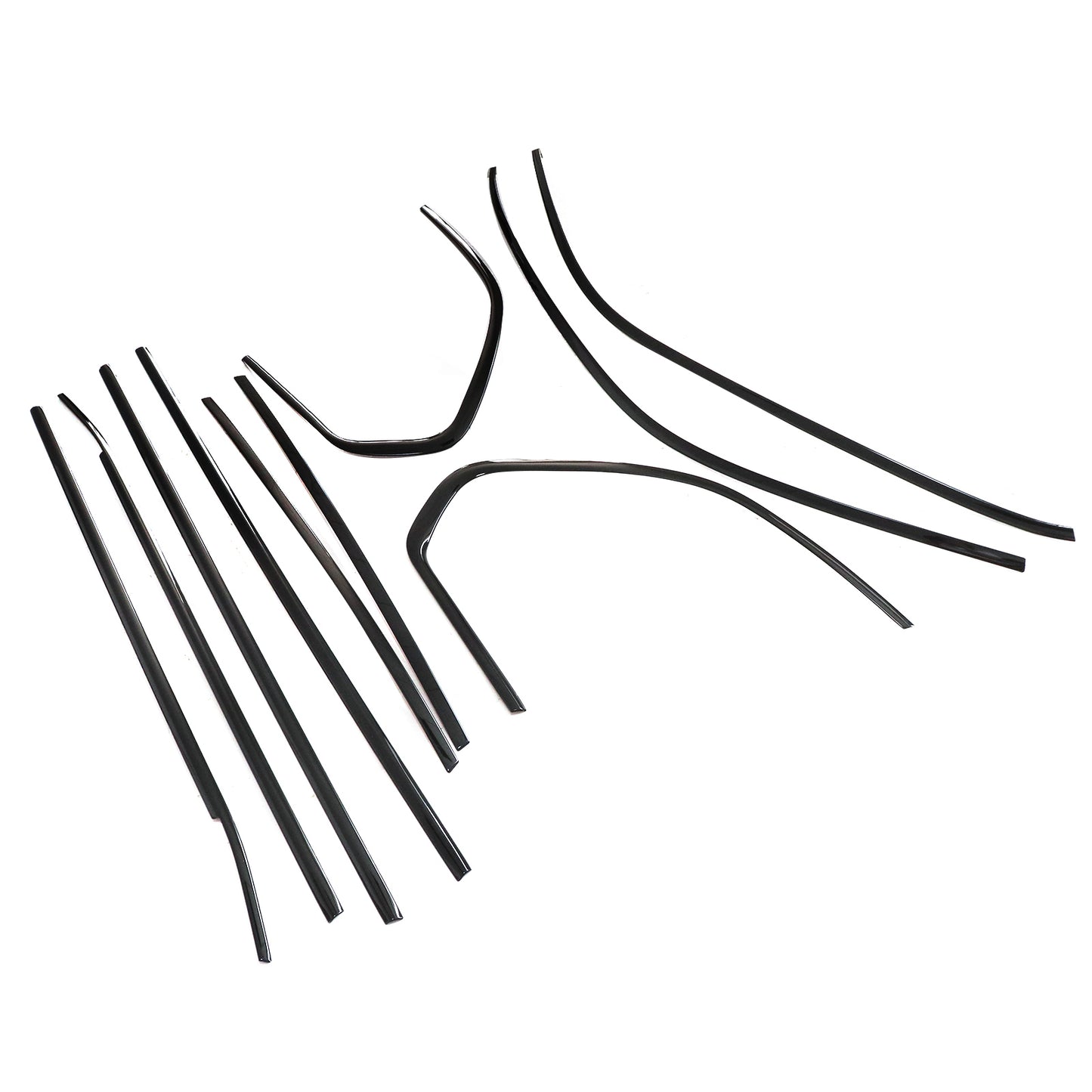 For BMW X5 E70 2007-2013 Gloss Black Window Molding Trim Strips Stainless Steel