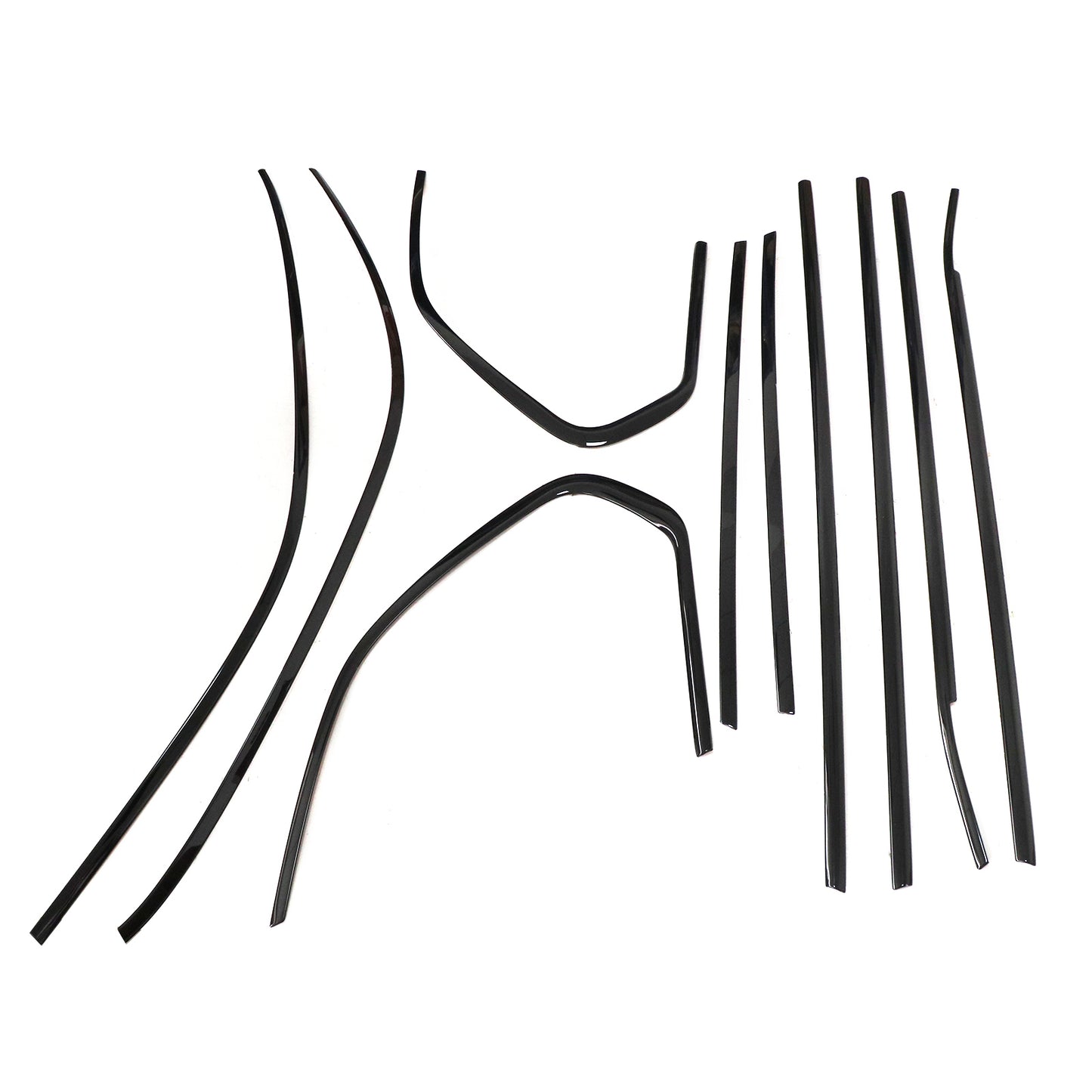 For BMW X5 E70 2007-2013 Gloss Black Window Molding Trim Strips Stainless Steel