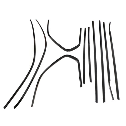 For BMW X5 E70 2007-2013 Gloss Black Window Molding Trim Strips Stainless Steel