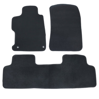 3PCS Fits 2012-2015 Honda Civic Front & Rear Floor Mats Carpet Black Velour