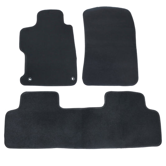 3PCS Fits 2012-2015 Honda Civic Front & Rear Floor Mats Carpet Black Velour