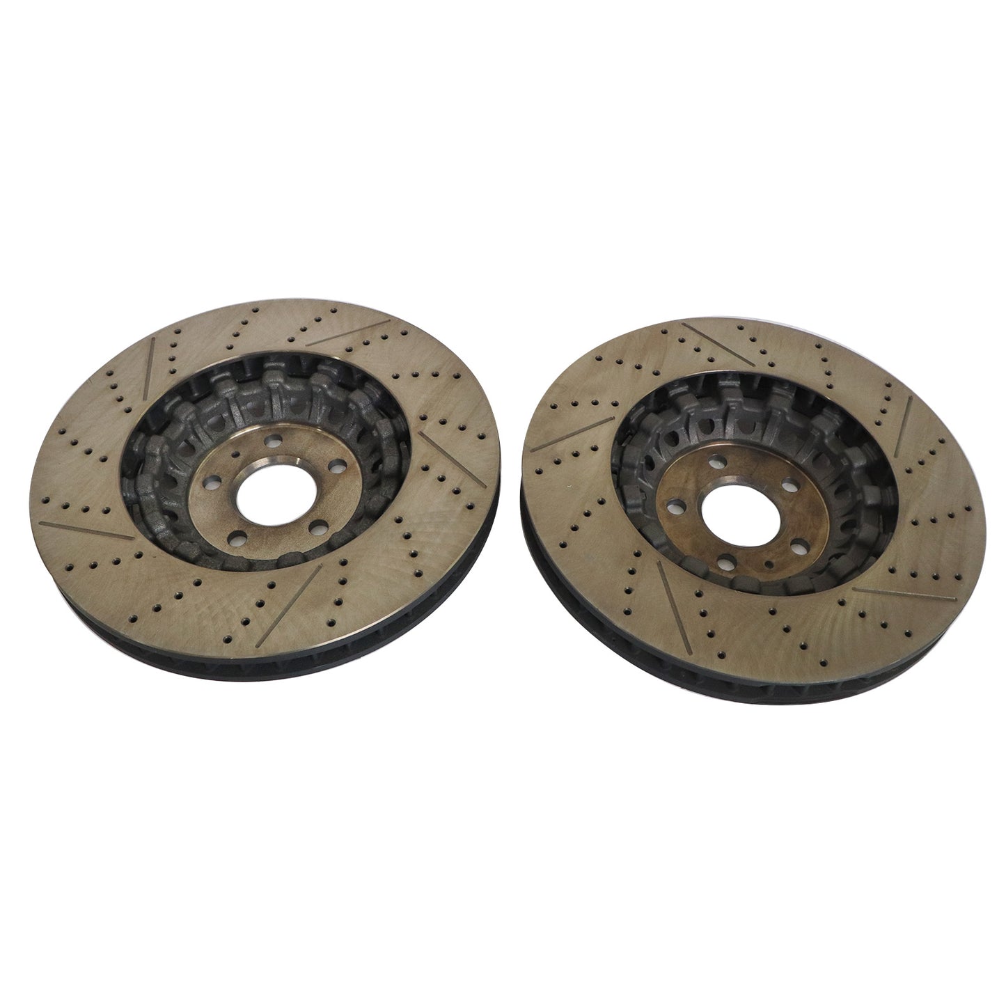 New Pair Set of 2 Front 375mm Drilled Brake Disc Rotors For 2018-2023 Audi RS5