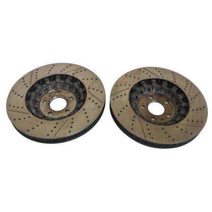 New Pair Set of 2 Front 375mm Drilled Brake Disc Rotors For 2018-2023 Audi RS5