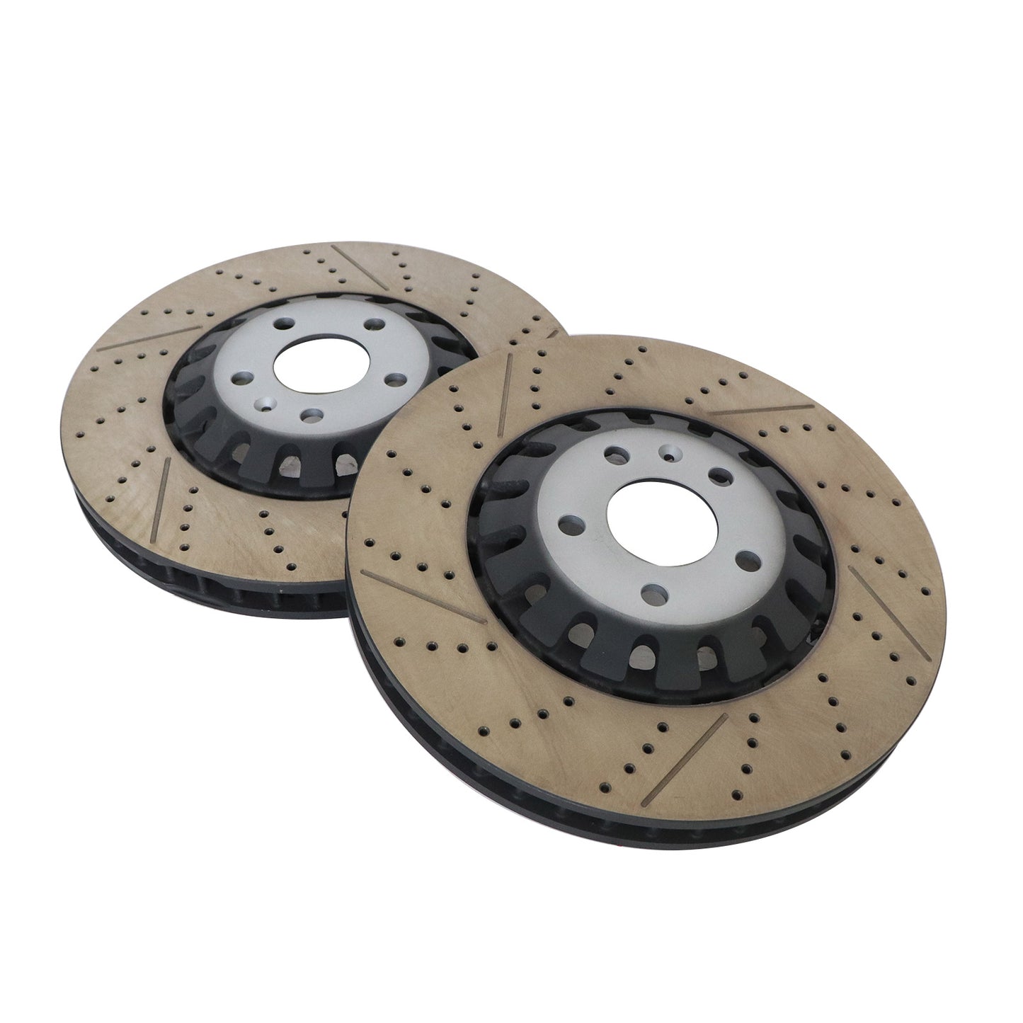 New Pair Set of 2 Front 375mm Drilled Brake Disc Rotors For 2018-2023 Audi RS5