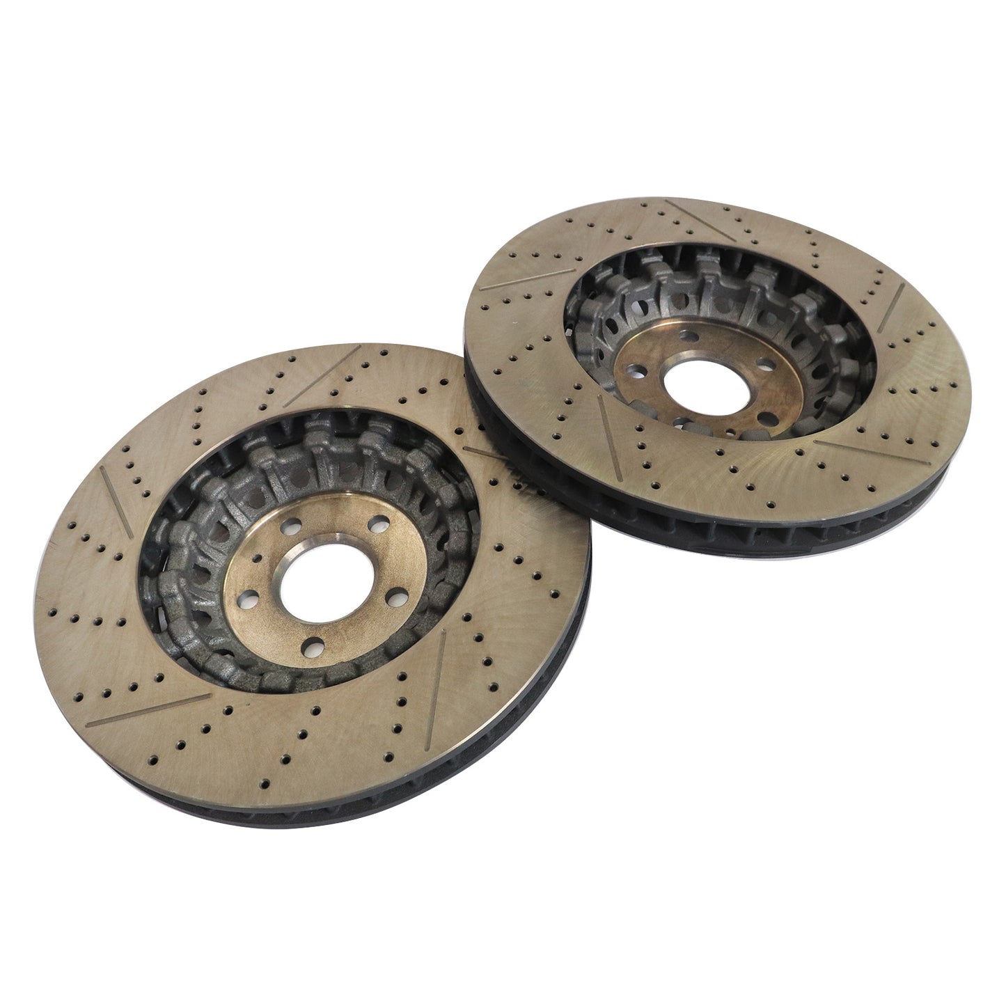 New Pair Set of 2 Front 375mm Drilled Brake Disc Rotors For 2018-2023 Audi RS5