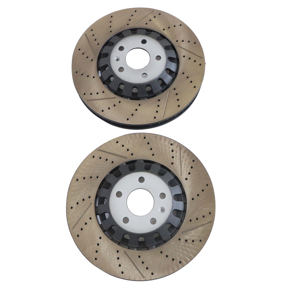 New Pair Set of 2 Front 375mm Drilled Brake Disc Rotors For 2018-2023 Audi RS5