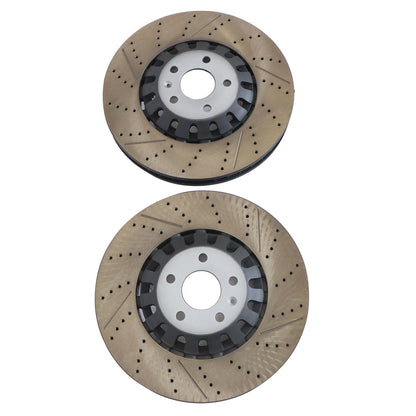 New Pair Set of 2 Front 375mm Drilled Brake Disc Rotors For 2018-2023 Audi RS5