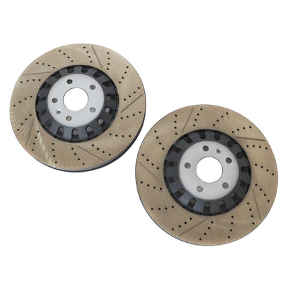 New Pair Set of 2 Front 375mm Drilled Brake Disc Rotors For 2018-2023 Audi RS5