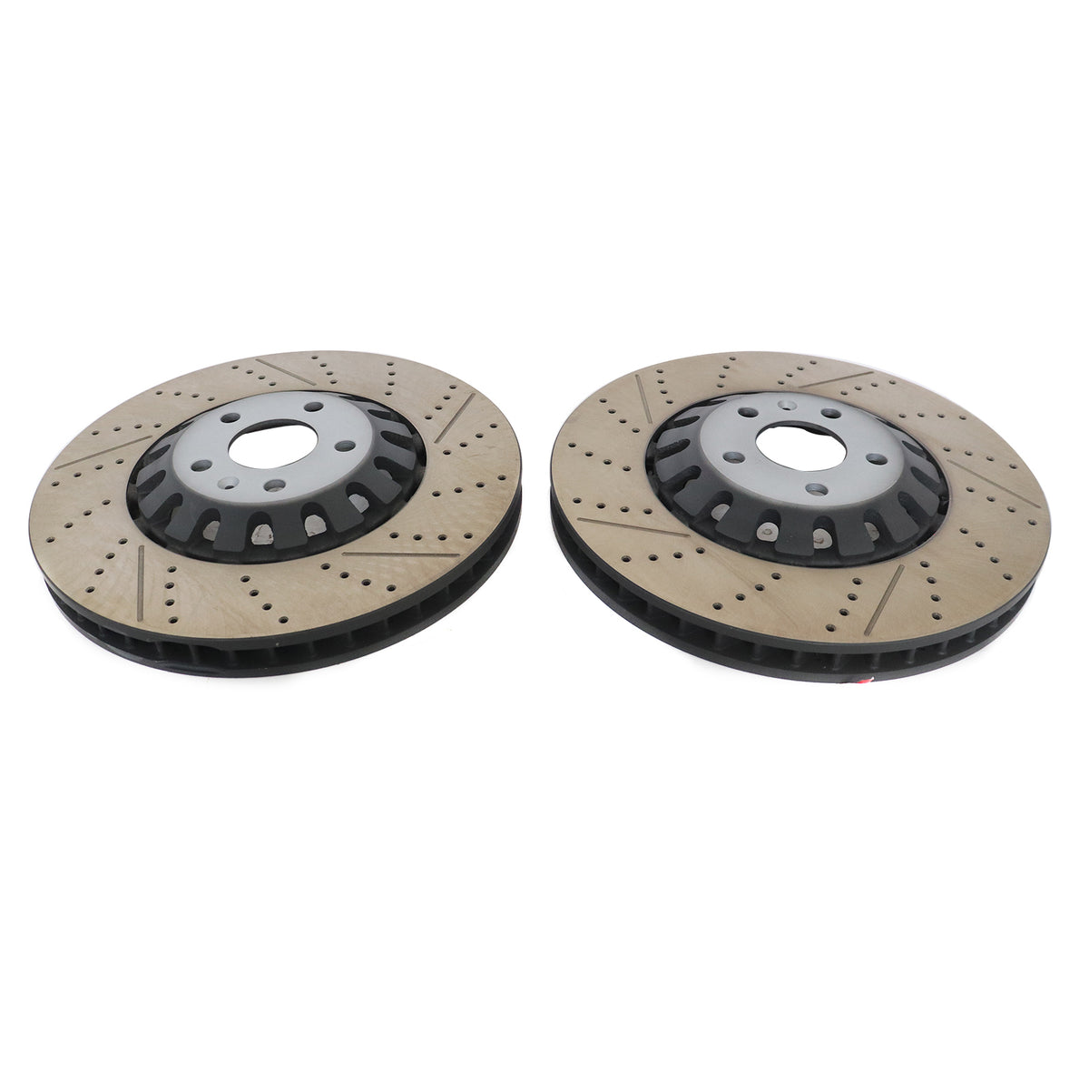 New Pair Set of 2 Front 375mm Drilled Brake Disc Rotors For 2018-2023 Audi RS5