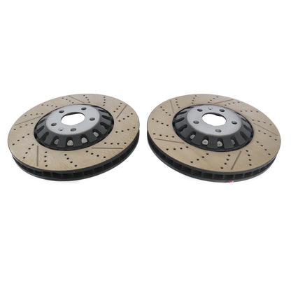 New Pair Set of 2 Front 375mm Drilled Brake Disc Rotors For 2018-2023 Audi RS5
