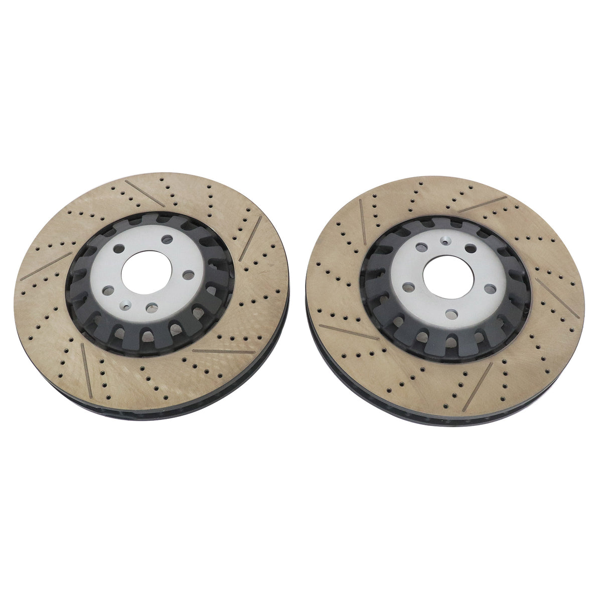 New Pair Set of 2 Front 375mm Drilled Brake Disc Rotors For 2018-2023 Audi RS5