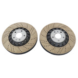 New Pair Set of 2 Front 375mm Drilled Brake Disc Rotors For 2018-2023 Audi RS5