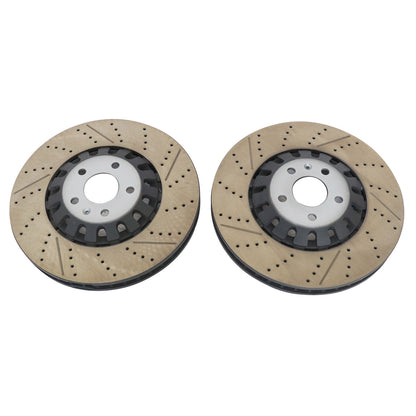 New Pair Set of 2 Front 375mm Drilled Brake Disc Rotors For 2018-2023 Audi RS5
