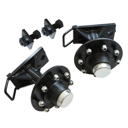 1Pair 8 x 6.5 Lug 9000LB Shipping Container Wheels Bolt-on Spindle Kit