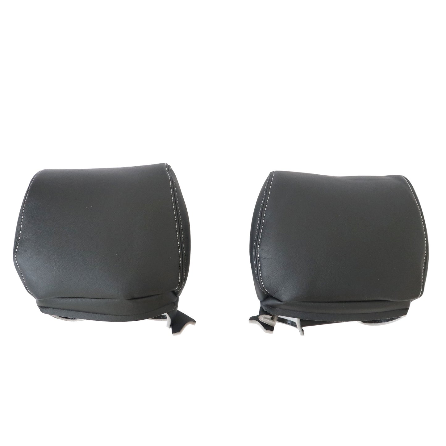 For 2009-2014 Ford F-150 Front Driver & Passenger Leather Headrest Cover Black