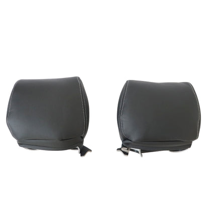 For 2009-2014 Ford F-150 Front Driver & Passenger Leather Headrest Cover Black