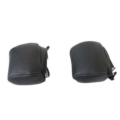 For 2009-2014 Ford F-150 Front Driver & Passenger Leather Headrest Cover Black