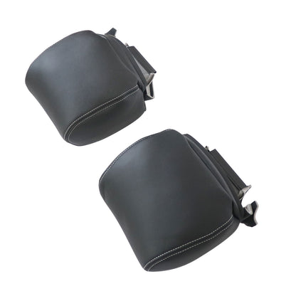 For 2009-2014 Ford F-150 Front Driver & Passenger Leather Headrest Cover Black