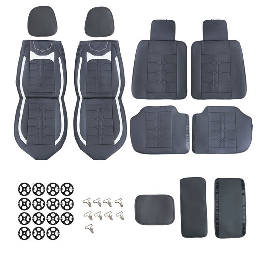Leather 5 Seat Covers Full Set Front & Rear Cushion Fits Toyota Deluxe Car