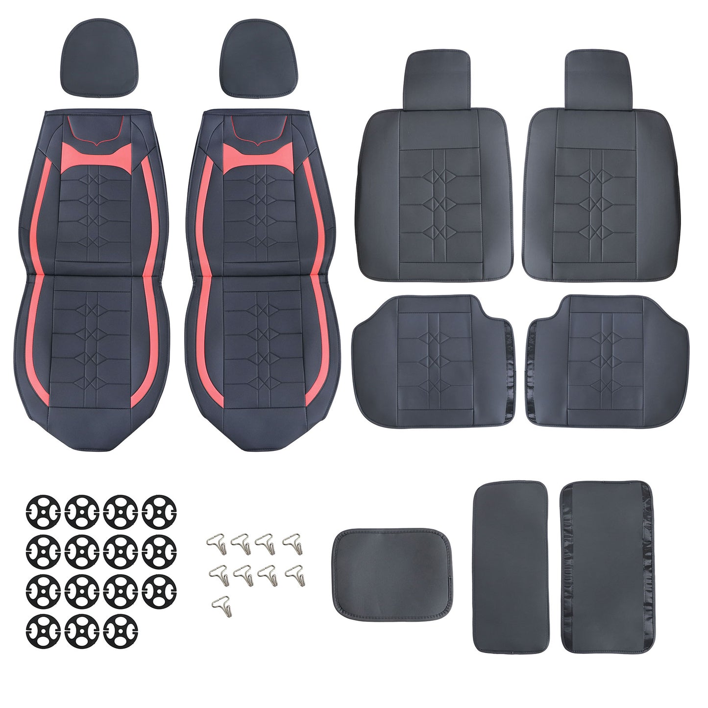 PU Leather 5 Seat Covers Full Set Front & Rear Cushion Fits Hyundai Deluxe Car