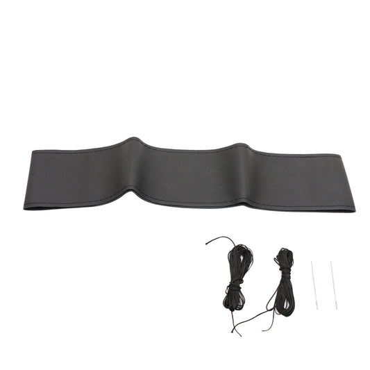 For 15Inch/38 cm Universal Black DIY Car Steering Wheel Cover Microfiber Leather