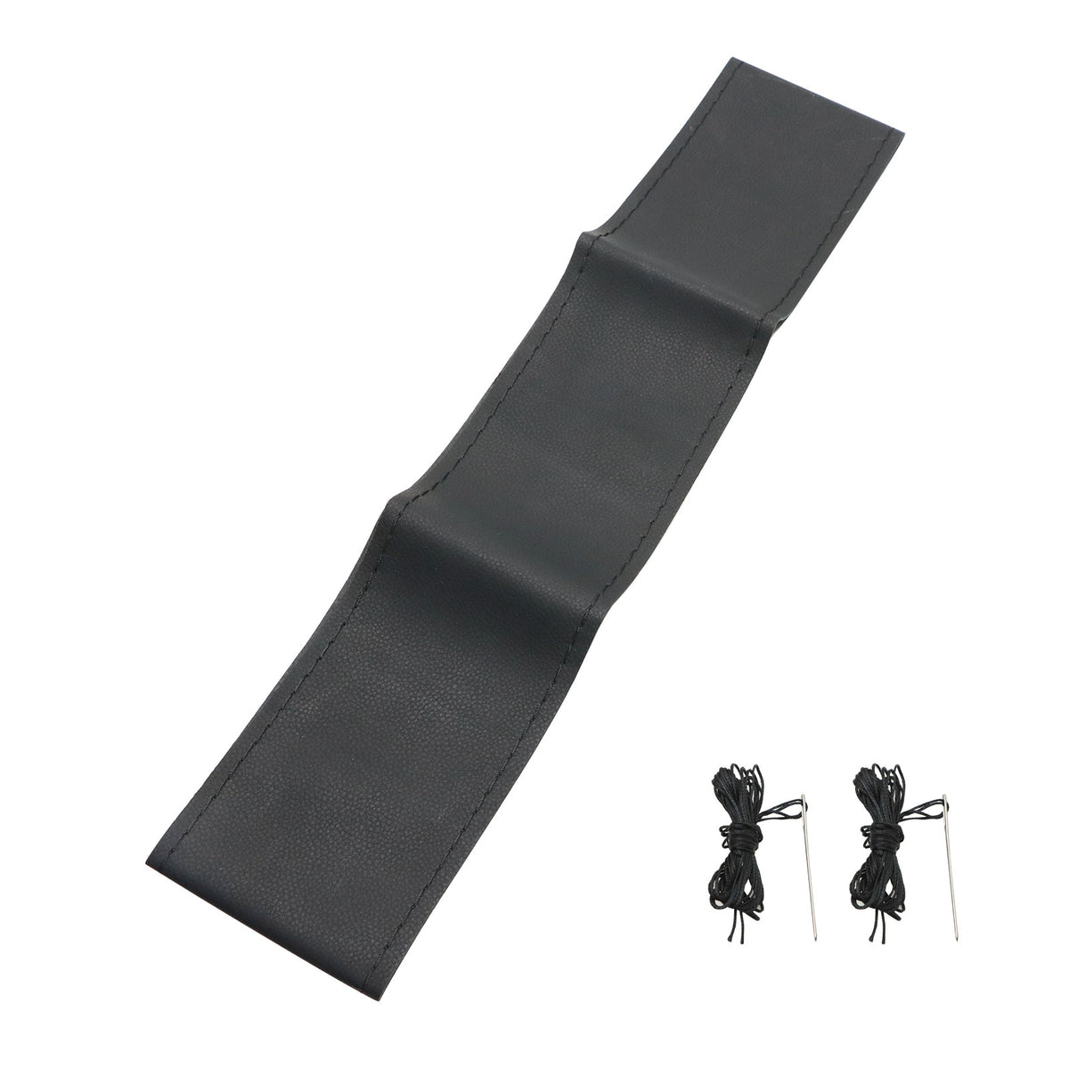 Black Microfiber Leather Universal DIY Steering Wheel Cover Fits 15inch Car US