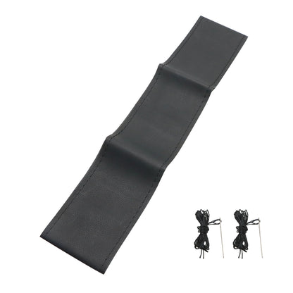 Black Microfiber Leather Universal DIY Steering Wheel Cover Fits 15inch Car US