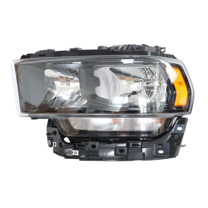 For 2019-2024 Ram 2500 3500 Driver Left w/Bulb Halogen Headlight Black Bezel