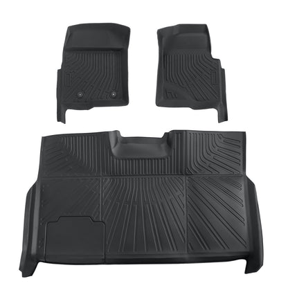 Floor Mats Liner Set For 2010-2014 Ford F-150 Super Crew Cab Front & Rear Black