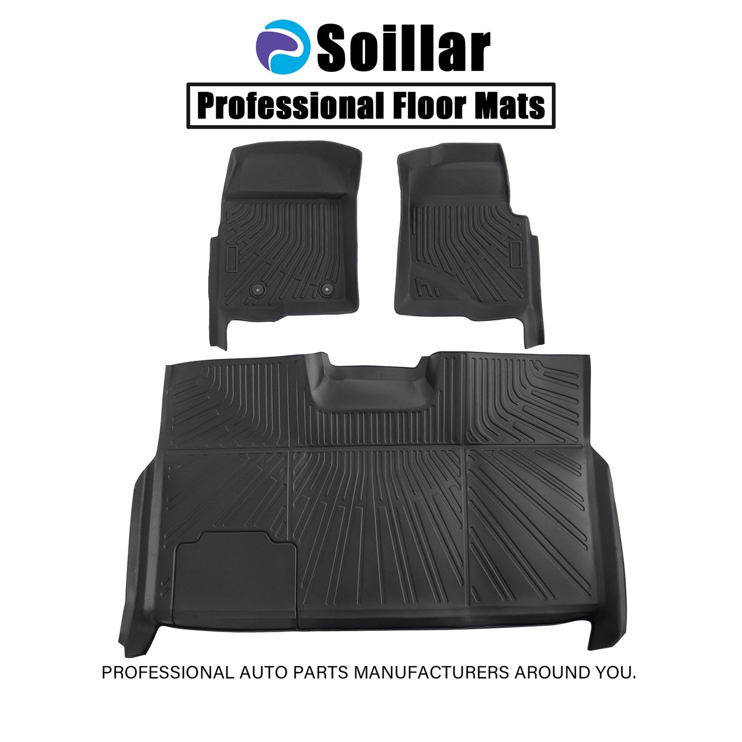 Floor Mats Liner Set For 2010-2014 Ford F-150 Super Crew Cab Front & Rear Black