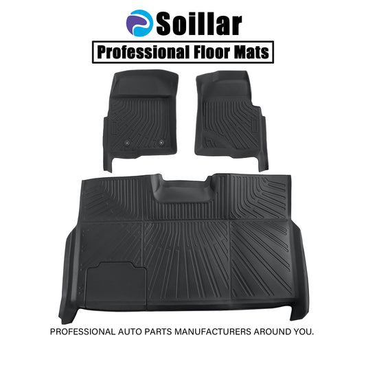 Floor Mats Liner Set For 2010-2014 Ford F-150 Super Crew Cab Front & Rear Black