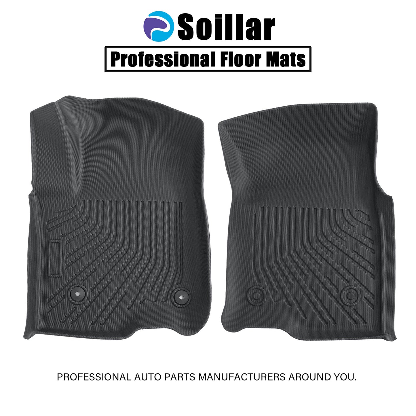 1stRow Floor Mats Liner TPE For 2019-2025 Chevy Silverado 1500/2500/3500 HD 2Pcs