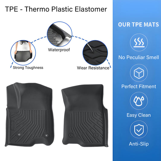 1stRow Floor Mats Liner TPE For 2019-2025 Chevy Silverado 1500/2500/3500 HD 2Pcs