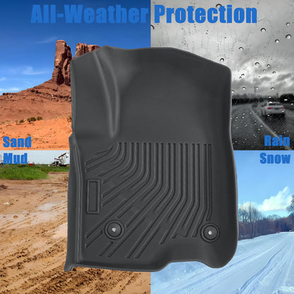 1stRow Floor Mats Liner TPE For 2019-2025 Chevy Silverado 1500/2500/3500 HD 2Pcs