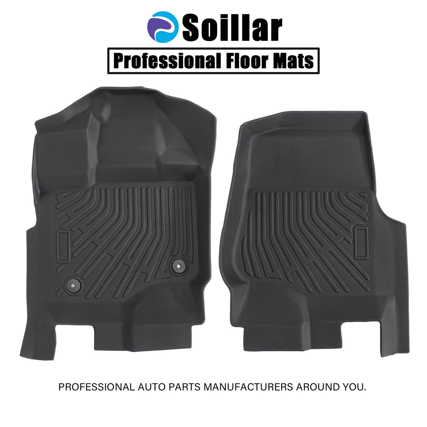 Front Floor Mats Liner Set TPE For 2015-2025 Ford F-150 Extended Cab/Crew Cab