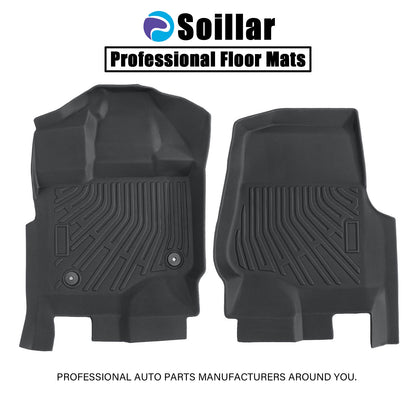 Front Floor Mats Liner Set TPE For 2015-2025 Ford F-150 Extended Cab/Crew Cab