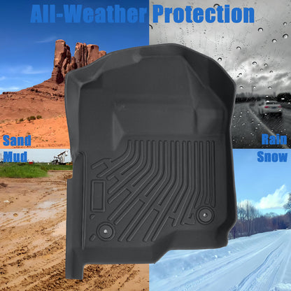 TPE Floor Mats Liner For 2017-2025 Ford F250 F350 F450 Super Duty with Storage
