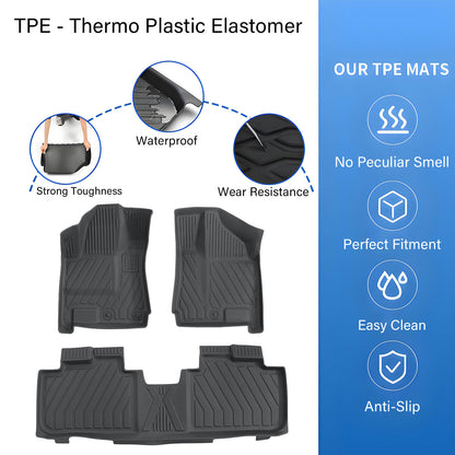 3D Car Floor Mats For 2010-2016 Cadillac SRX 2-Row Floor Liners TPE All Weather