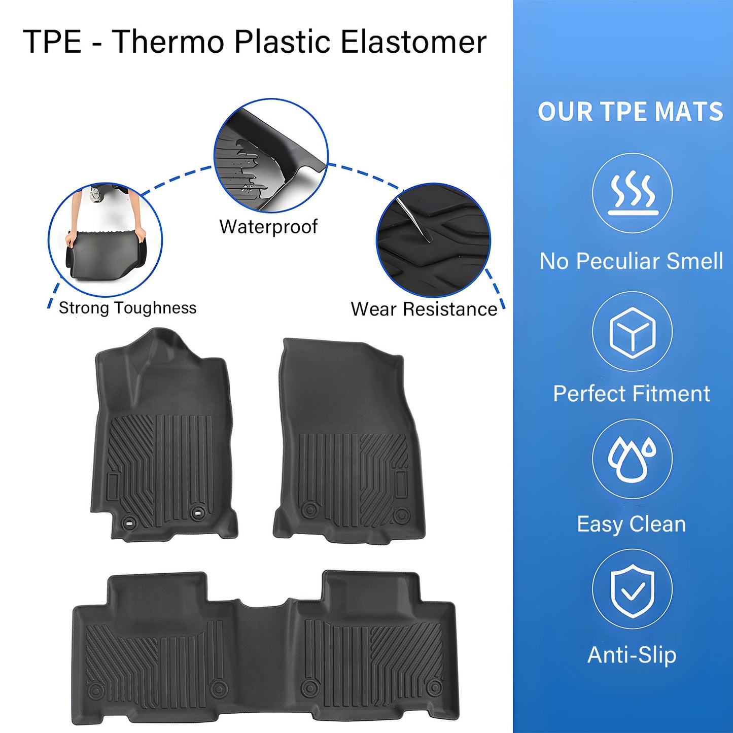 Floor Mats Liners TPE For 2016-2018 Toyota RAV4 Hybrid 3D Model NEW All-Weather