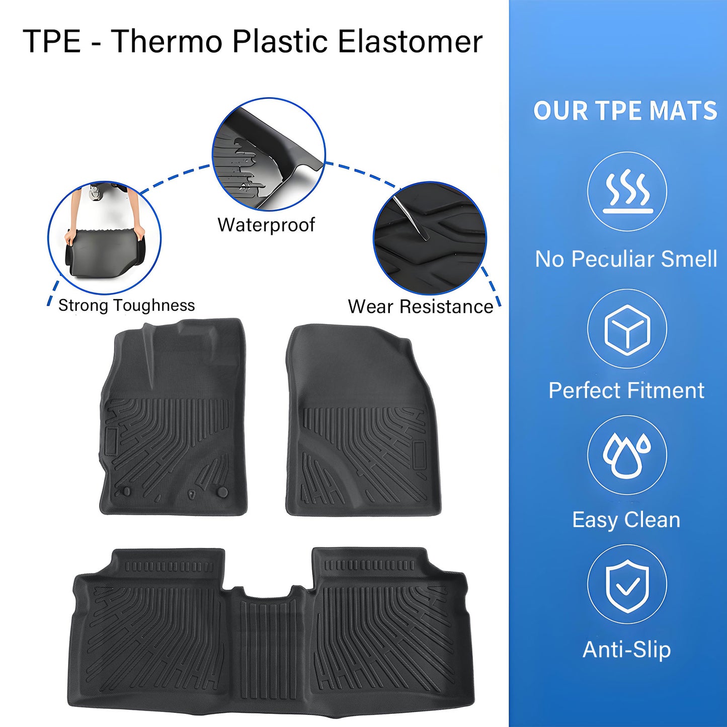 Floor Mats Liners TPE For 2010-2015 Toyota Prius 3D Model NEW All-Weather NEW