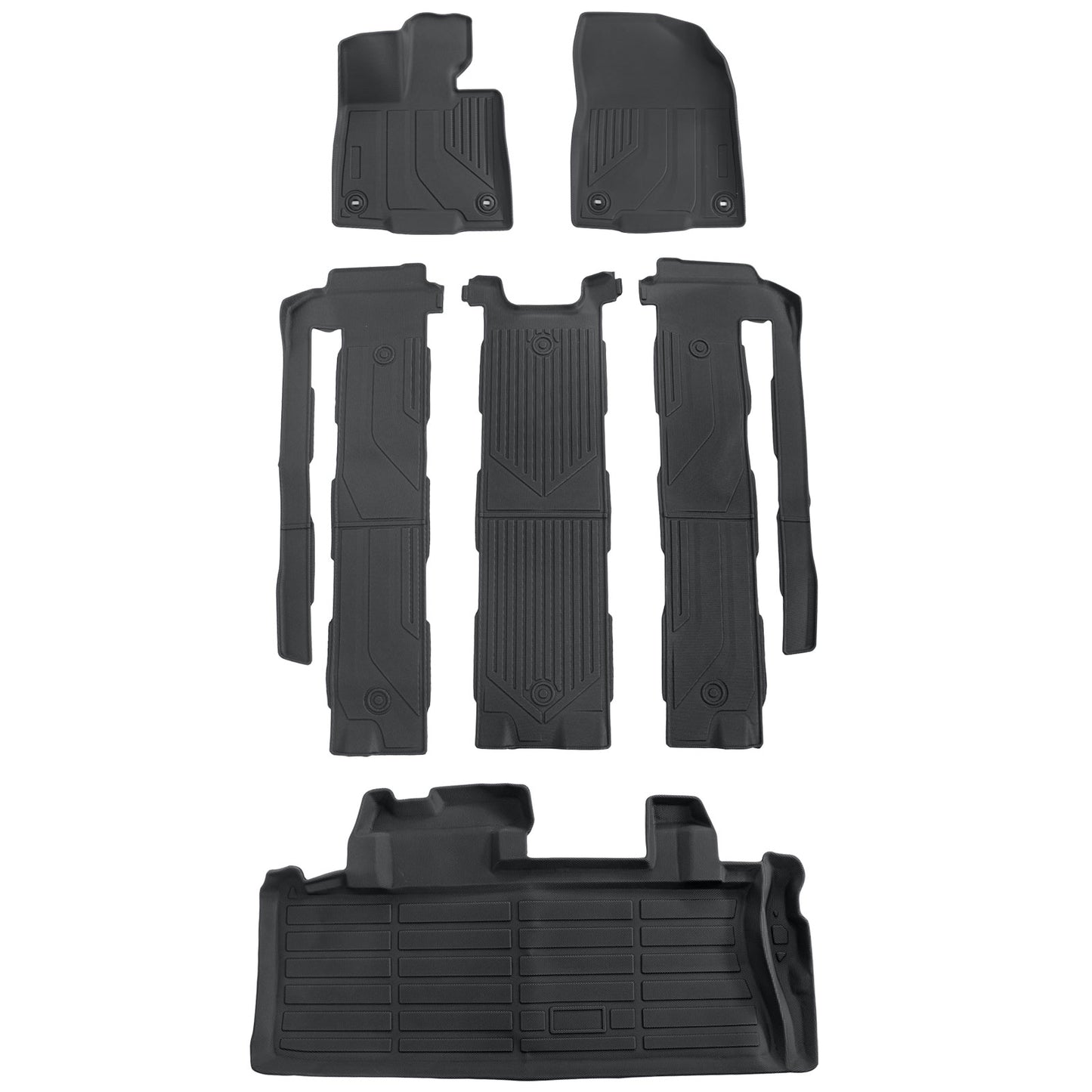 Floor Mats & Trunk Cargo Liner TPE For 2021-2025 Toyota Sienna 7 Seats 3D Black