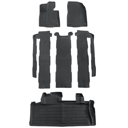 Floor Mats & Trunk Cargo Liner TPE For 2021-2025 Toyota Sienna 7 Seats 3D Black
