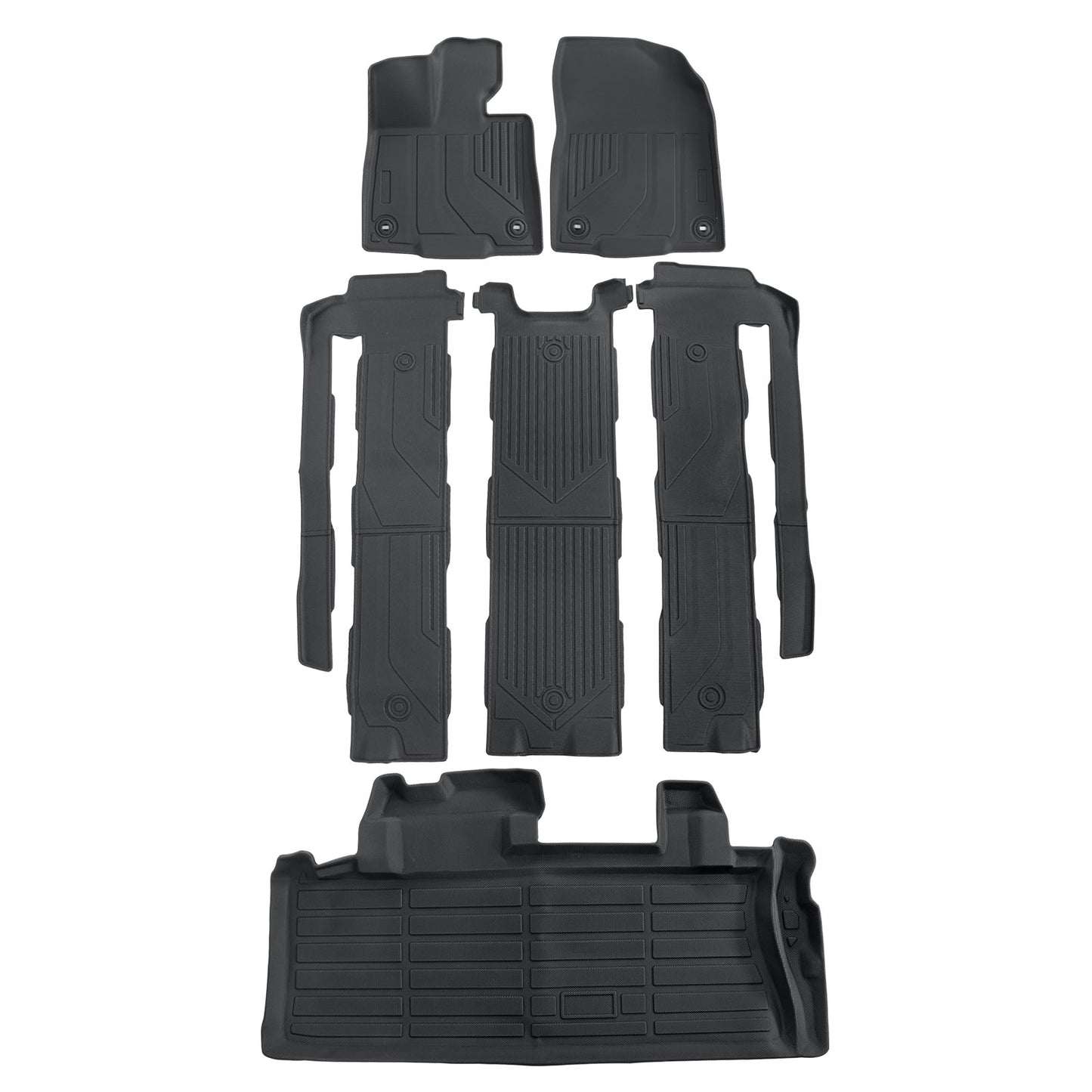 Floor Mats & Trunk Cargo Liner TPE For 2021-2025 Toyota Sienna 7 Seats 3D Black