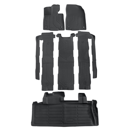 Floor Mats & Trunk Cargo Liner TPE For 2021-2025 Toyota Sienna 7 Seats 3D Black