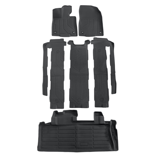 Floor Mats & Trunk Cargo Liner TPE For 2021-2025 Toyota Sienna 7 Seats 3D Black