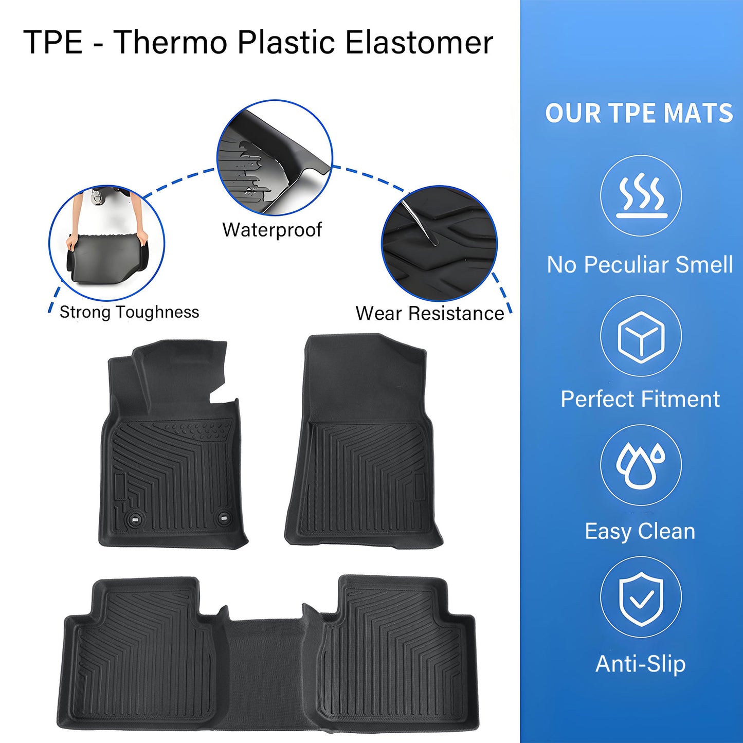 Floor Mats Liners TPE For 2018-2023 Toyota Avalon Hybrid 3D Model  All-Weather